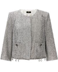 Elisabetta Franchi - Lurex Tweed Crop Jacket - Lyst