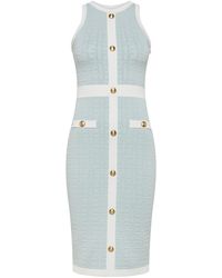 Elisabetta Franchi - Viscose Midi Dress With All-Over Logo Print - Lyst