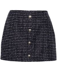 Alessandra Rich - Sequin Checked Tweed Mini Skirt - Lyst
