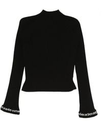 Alexander Wang - Black Knitted Sweater With Logo Detail - Lyst
