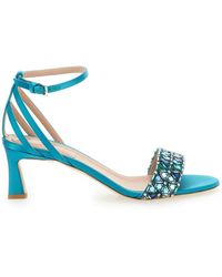 Alberta Ferretti - Light Blue Sandals With Mirror-like Details In Leather Woman - Lyst
