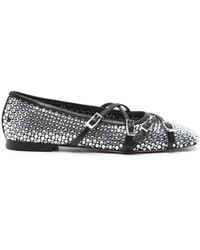 Mach & Mach - Crystal Net Square Toe Ballerinas With Straps 10Mm Shoes - Lyst