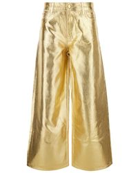 Ganni - Metallic Denim Wide-Leg Jeans - Lyst
