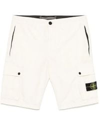 Stone Island - Old Effect Cotton Cargo Bermuda Shorts - Lyst