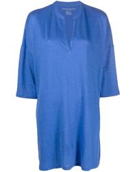Majestic Filatures - 3/4 Sleeve Linen Blend Tunic Dress - Lyst