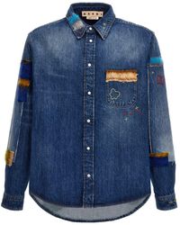 Marni - Denim Shirt, Embroidery And Patches Shirt, Blouse - Lyst