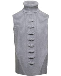 Stella McCartney - Cable Knit Sleeveless Sweater In Cashmere And Wool Woman - Lyst