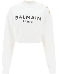 Balmain - Logo Cotton Sweatshirt - Lyst