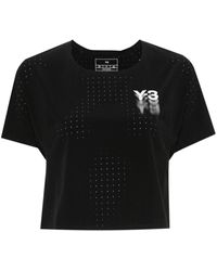 Y-3 - Logo-printed Cropped T-shirt - Lyst