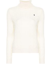 Ralph Lauren - Cable-Knit Wool-Cashmere Blend Turtleneck Sweater - Lyst