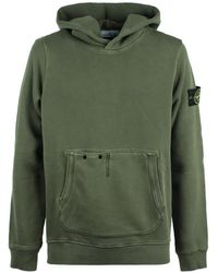 Stone Island - Organic Cotton Diagonal Fleece 'Old' Effect Moss Sweatshirt - Lyst