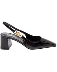 Versace - 'medusa 95' Black Slingback Pumps With Medusa Detail In Patent Leather Woman - Lyst