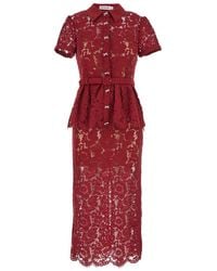 Self-Portrait - Midi Dress With Crystal Embellishments And All-Over Floral Embroidery - Lyst