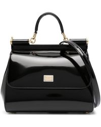 Dolce & Gabbana - Sicily Large Shiny Leather Handbag - Lyst