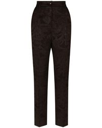 Dolce & Gabbana - Floral-jacquard Tapered-leg Trousers - Lyst