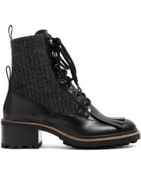 Chloé Leather Ankle Boots Shoes - Black