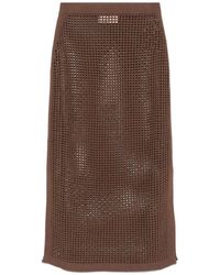 Mc2 Saint Barth - 'Darline' Crochet Knit Cotton Blend Midi Skirt - Lyst