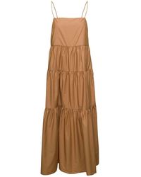 IVY & OAK - Beige Long Dress With Flounces In Organic Cotton Woman - Lyst