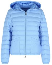 Moncler - 'hede' Light Blue Polyamide Down Jacket - Lyst