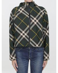 Burberry - Check Cropped Lightweight Jacket - Lyst
