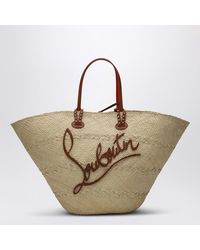 Christian Louboutin - Raffia And Calf Leather Tote Bag Cabata Large - Lyst