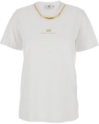 Elisabetta Franchi - T-Shirt With Metallic Logo On The Front - Lyst