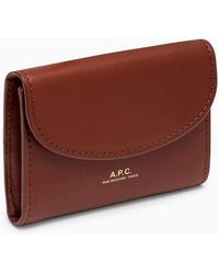 A.P.C. - Genève Hazelnut Leather Card Holder - Lyst