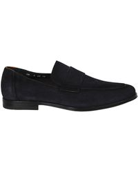 Santoni Suede Leather Loafers - Black