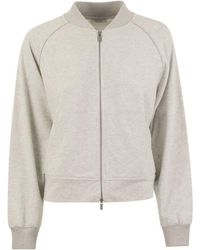 Peserico - Sweatshirt In Cotton Mélange And Tricot Details - Lyst