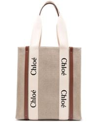 Chloé - Woody Canvas And Leather Tote Bag - Lyst