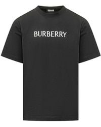 Burberry - Cotton T-Shirt With Front Logo - Lyst