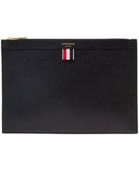 Thom Browne - Black Document Holder With Grained Texture And Web Detail In Leather Man - Lyst