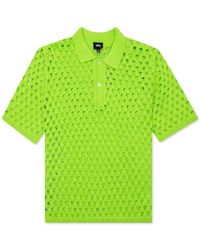 Stussy - Big Mesh Sweater Polo Lime In Cotton - Lyst