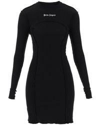 Palm Angels - Long-sleeved Mini Dress In Ribbed Jersey - Lyst