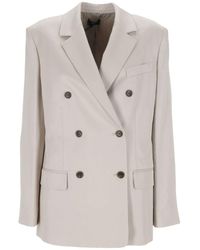 Theory - Off- Double-Breasted Jacket With Notched Revers - Lyst