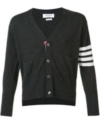Thom Browne - Classic Short V Neck Cardigan With 4 Bar Stripe - Lyst