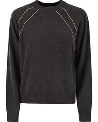 Peserico - Crew Neck Jumper With Bright Details - Lyst