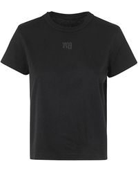 Alexander Wang - Essential Jersey Shrunk Tee With Puff Logo And Bound Neck Clothing - Lyst