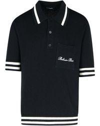 Balmain - 'Signature' Cotton Blend Polo Shirt - Lyst