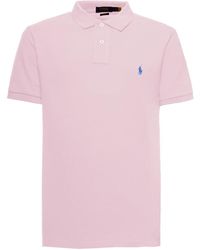 Polo Ralph Lauren - Man Pink Cotton Piquet Polo Shirt Logo - Lyst