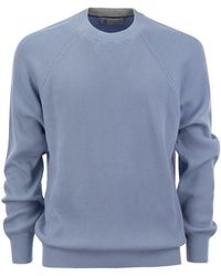 Brunello Cucinelli - Cotton Rib Sweater With Raglan Sleeve - Lyst