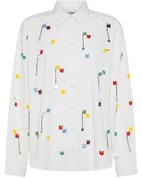MSGM - Cotton Shirt With Colorful Embroidered Beads - Lyst