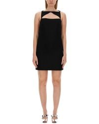 Versace - Wool Blend Straight Mini Dress With Cut-Out - Lyst