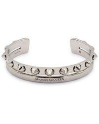 Alexander McQueen - Silver Metal Studded Open Bracelet - Lyst