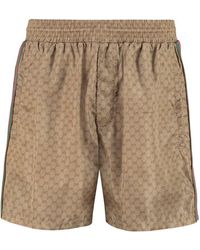 Gucci - Mens Camel, Ebony, Mix GG-pattern Drawstring-waistband Swim Shorts 38 - Lyst