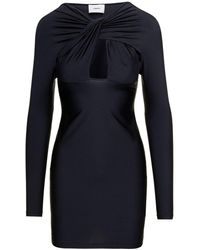 Coperni - Mini Black Dress With Twisted Cut-out Detail In Stretch Polyamide Woman - Lyst