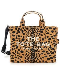 Marc Jacobs - 'The Mediumtote Bag' Handbag With All-Over Leopard Print And Embroidered Logo - Lyst