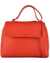Orciani - Sveva Soft Medium Leather Shoulder Bag With Poppy Shoulder Strap - Lyst