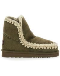 Mou - 'Eskimo' Ankle Boots With Crochet Details And Logo Patch On The Rear - Lyst