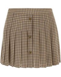 Prada - Houndstooth Silk Miniskirt - Lyst